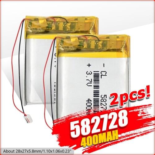 1/2/4pcs.3.7V 400mAh 582728 Lithium Polymer Li-Po li ion Rechargeable Battery Lipo cells For Bluetooth speaker PDA notebook GPS