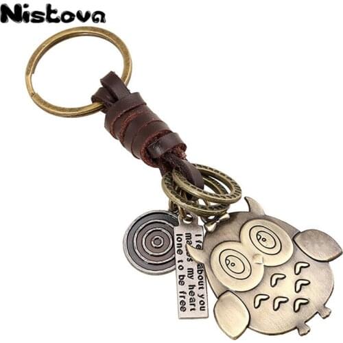 Fashion Retro Owl Pendant Alloy Bag Tag Accessories Creative Weaving Mini Pendant Unisex Leather Pendant Unique Gift