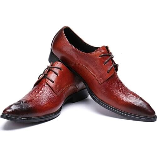Red Wine Genuine Leather Mens Shoes Gentry Lace Up Chaussure Homme Luxury Retro Formal Business Formal Shoes Men Plus Big Size