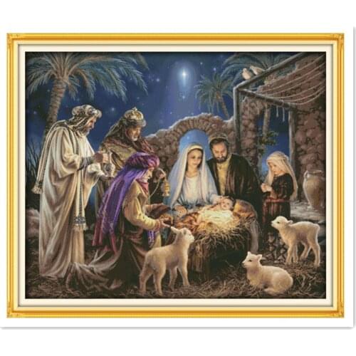 Nativity Handmade DIY Cross Stitch Kit, Redeemer Jesus Religious Figures DMC Embroidery Embroidery Hanging Picture R763