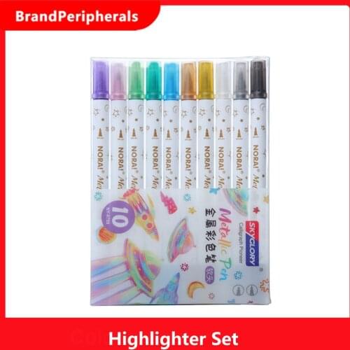 10 Colors Highlighters Set Double Tipped Colored Pens Felt Tip Marker Pens Assorted Colors for Teachers and Students Notes