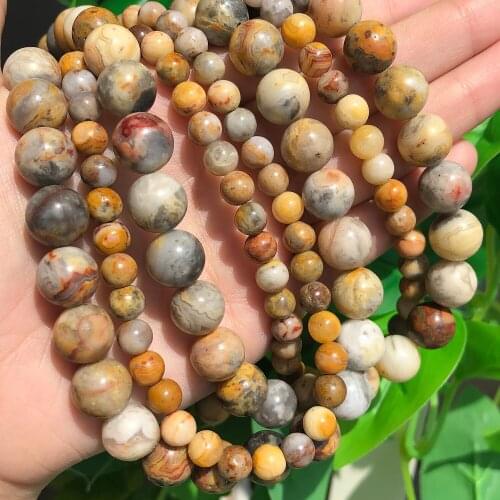 Natural Round Beads Crazy Stone Beads For Jewelry Making 15.5" Pick Size 4 6 8 10 12mm Diy Beaded Bracelet (F00169)