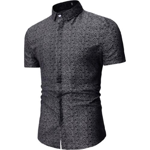 New Summer Business Casual Digital Printed Short Sleeve Mens Shirt