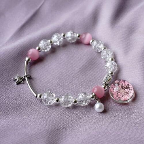 New Temperament Girlfriends Popcorn Multicolor Crystal Bracelet Female Niche Design Dry Flower Hand String