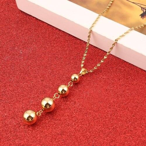Beads Necklace for Women Girls Charm Jewelry Round Ball Necklaces African Arab Nigeria Gifts