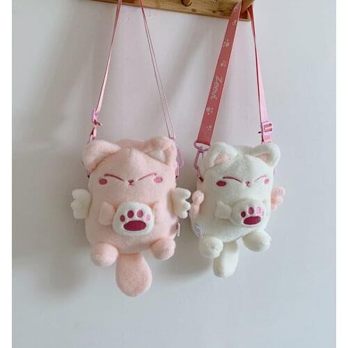 Cartoon Cat Plush Shoulder Bag Women 2021 New Girl Cute Messenger Bag Personalized Mobile Phone Bag
