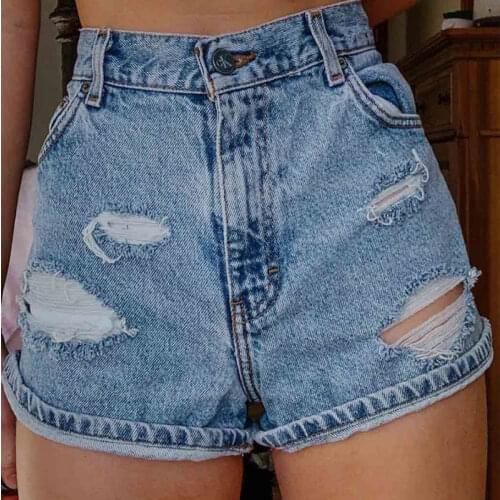 Ripped jeans For women Streetwear Denim Shorts CasualJeans With Holes Fashion Prints Thin Denim Shorts рваные джинсы для женщин