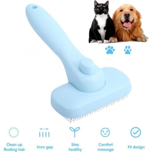 Hair Removal Comb for Dogs Grooming Brush Self Cleaning Pet Shedding Massage Brush Grooming Hair Slicker Massage Brush for Pet