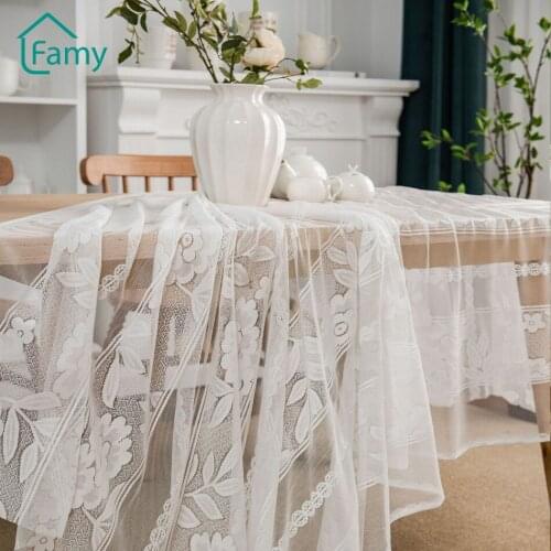 Romantic Floral Tablecloth White Lace Hollow Rectangle Table Cloth Wedding Decoration Cafe Table Home Decor Manteles De Mesa