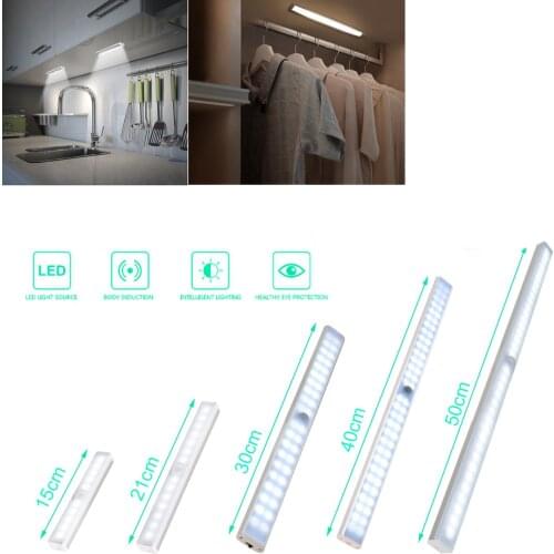 LED Night Light Motion Sensor USB Rechargeable Wireless Night Lamp For Kitchen Stairs Cabinet Wardrobe Bedroom Lamp 9cm-50cm