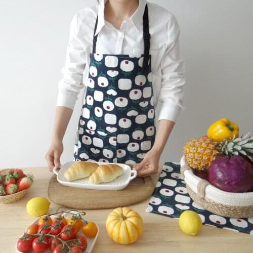 Thick cotton adjustable shoulder Restaurant Sleeveless Vintage Women man Apron strap printed apron Cotton Linen Kitchen Apron