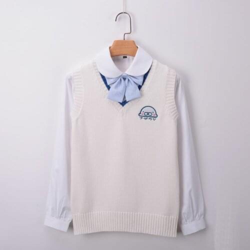 Japanese Seals embroidered waistcoat sweet lovely undercoat vest college wind large size V-neck knitted sweater woman CH-4