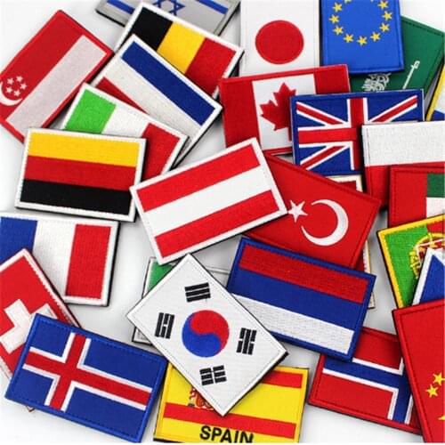 National Flag Patch Hook Loop Croatia Chile Wales Slovakia Badges Armband 3D Stick on Jacket Backpack Stickers