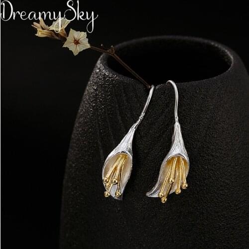 DreamySky Fashion Big Flower Drop Earrings For Women Earrings Wedding Jewelry Wholesale Pendientes