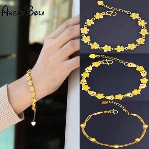 Female fashion explosion bracelet Vietnam Alluvial Gold Love Star Hand Chain No Fade Heart hollow exquisite Chain Bracelets