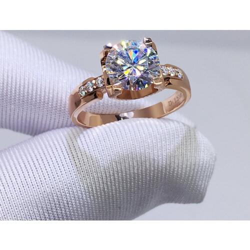 3 Carat Wedding 100% Moissanite Diamond Ring Genuine 18K 750 Yellow Gold White Gold D color