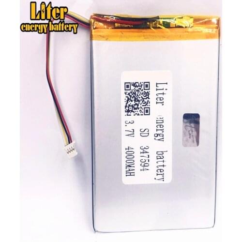 1.0MM 4pin connector 347594 357595 4000mah 3.7V Cheap price lithium polymer battery for tablet pc 7 inch MP4 MP5