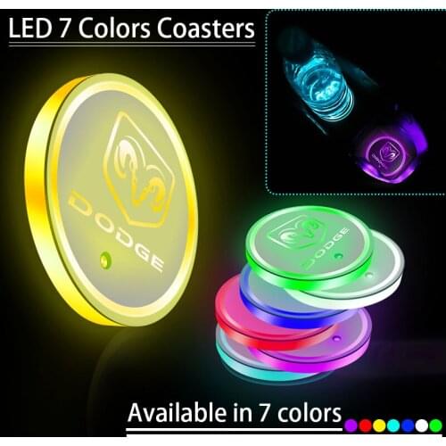 1pcs USB Car led Light Cup Mat Car Badge Lamp Pad For Dodges Challenger RAM 1500 Charger Avenger Caliber Nitro Car Gadgets
