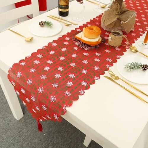1PC Christmas Table Runner Xmas Tree Elk Print Table Cloth Living Room Tablecloth Bed Towel Table Cover New Year Home Decor