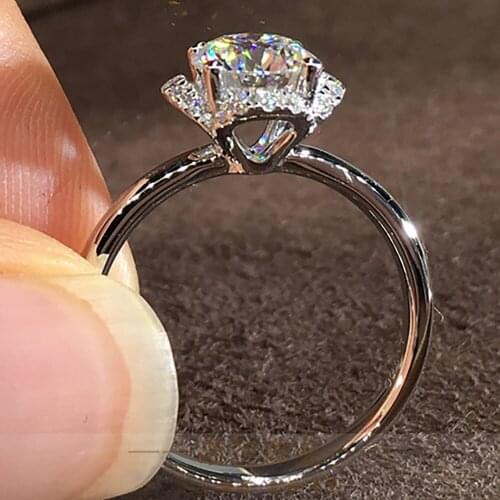 18K Au750 White Gold Women Ring Moissanite Diamonds 1 2 3 4 5 Carat Flower Bouquet Wedding Party Engagement Anniversary Ring