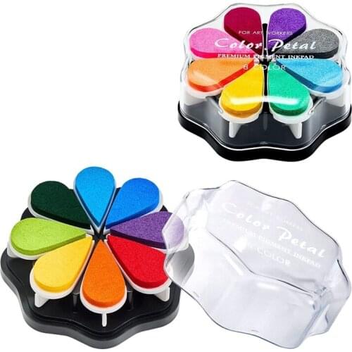 2 Boxes Ink Stamp Pad Petal Shape Craft Stamp Pad Stamp DIY Stamp Finger Craft Stamp Pad Rainbow Rubber Stamp Pad