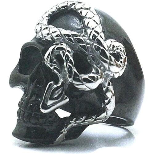 2020 Fashion Punk Skull Ring Men Jewelry Accessories Vintage Hip Hop Gothic Snake Ring For Men