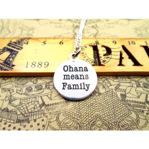 3pcs/lot Fashion stainless steel necklace "ohana means family " Charms Pendant necklace Jewelry Gift more style for choosing