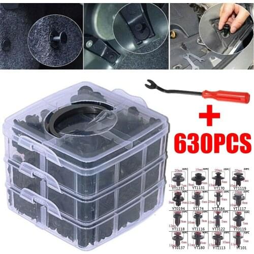 630pcs Fastener Clips Mixed Car Fasteners Door Trim Panel Auto Bumper Rivet Retainer Push Engine Cover Fender Box Screwdriver