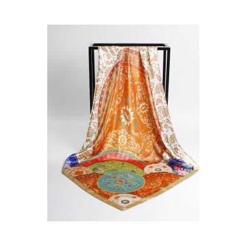 90*90cm New Blue and White Porcelain Printed Scarf Womens Vintage Large Square Shawl women scarf