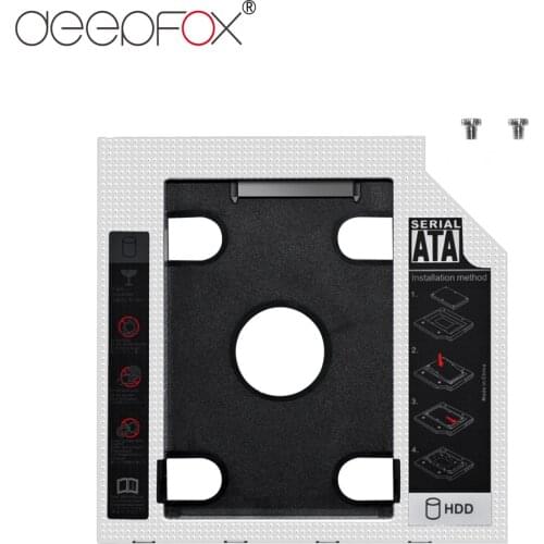 DeepFox Aluminum Plastic 2nd HDD SSD caddy 9.5mm SATA 3.0 For 2.5" Hard Disk Driver Case Enclosure DVD CD-ROM Optibay