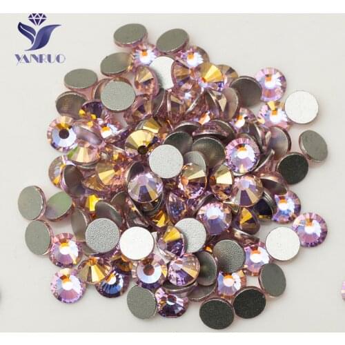 YANRUO 2058NoHF Light Rose AB Chain Applique Application No Hot Fix Strass Cristal Rhinestones Stones For Crafts
