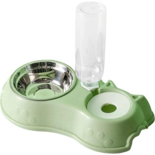 Dog Pet Cat Automatic Feeder Bowl For Dogs Double Drinking Water 500ml Bottle Kitten Plastic Bowls Slow Food Feeding