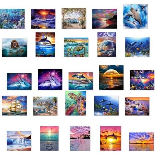 B7080 Seaside Sunset cross stitch kit people 18ct 14ct 11ct count print canvas stitches embroidery DIY handmade needlework