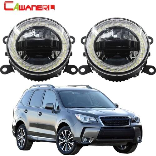 Cawanerl 2 X Car LED Kit Fog Light Daytime Running Lamp DRL Angel Eye 12V For Subaru Forester 2013 2014 2015 2016 2017 2018