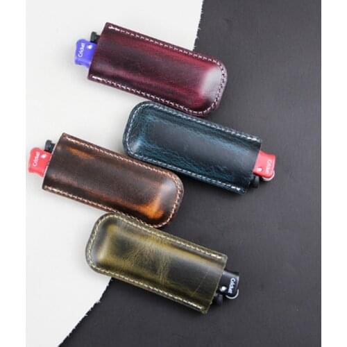 Genuine Handmade Cowhide Leather Lighter Case For Cricket Lighters Shell Body Protection Cigarette Accessories