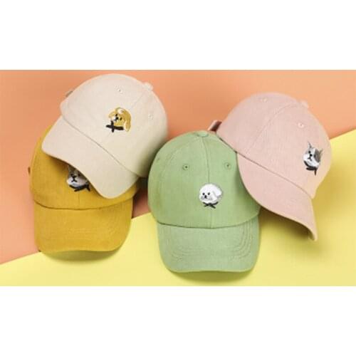 Children Cotton Breathable Baseball Cap Boys Girls Outing Hat Unisex Kids Adjustable Cute Cartoon Dog Emboridery Casual Cap