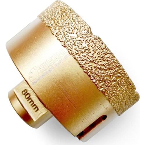 SHDIATOOL Diameter 80mm Vacuum brazed diamond drilling core bits with 15MM Diamond height hole saw M14