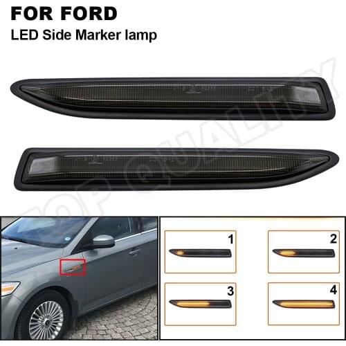 2X Smoke Dynamic LED Side Marker Light Lamps Amber Turn Signal Lights For Ford Mondeo Mk4 Hatchback Saloon Estate (BA7) 07-15