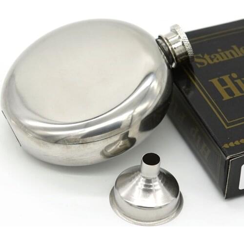 Arshen 5 Ounce Glossy Hip Flask with Funnel Round Stainless Steel Liquor Wine Whiskey Jug Container Alcohol Bottle Drinkware