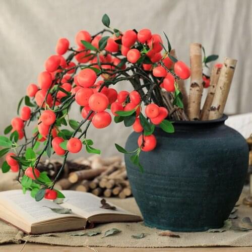 Simulation Fruit Orange 85cm Fake Red Oranges Fruit Branches Living Room Home Flower Arrangement Window Decoration Ornaments