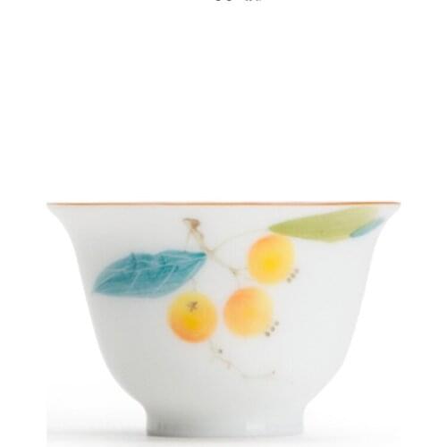 Hand Printed Luzhi Design Ceramic Teacup Home Hotel Office Single Teacup Chinese Style PinMingBei 30mL Cup
