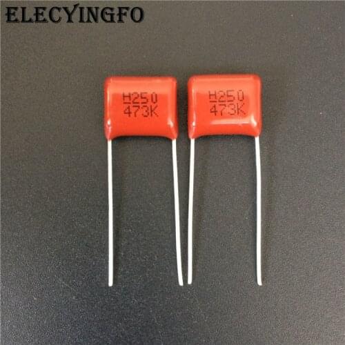 100pcs CBB capacitor 473 250V 473K 0.047uF 47nF P10 CBB21 Metallized Polypropylene Film Capacitor