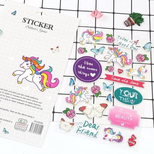 Colourful Unicorn Cartoon Sticker Scrapbook Decoration PVC Stationery DIY Stickers School Office Supply