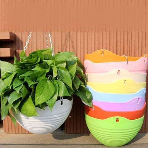 2pcs Round Resin Chlorophytum Flower Hanging Flowerpot Plant Basket Home Garden Planters Balcony Decoration