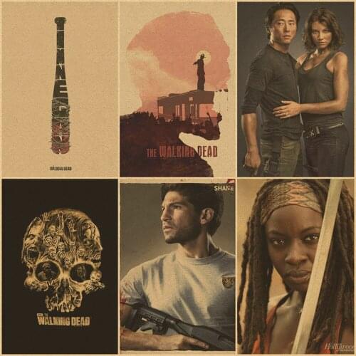 Buy three to send one Walking dead series retro kraft paper poster coffee house decoration painting