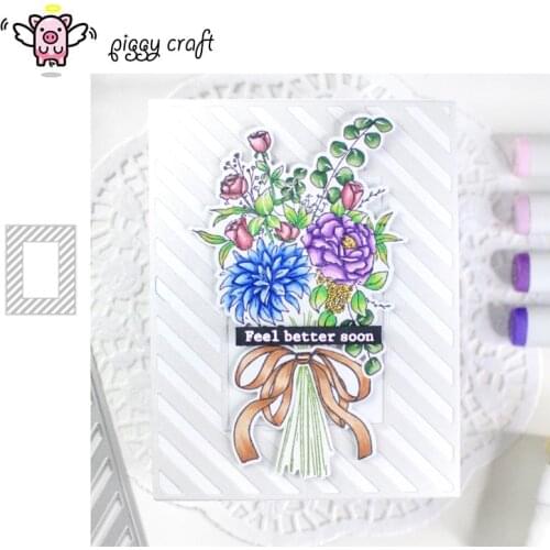 Piggy Craft metal cutting dies cut die mold Line rectangle frame Scrapbook paper craft knife mould blade punch stencils dies