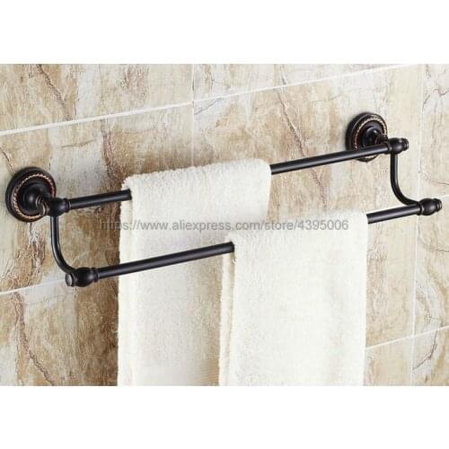Black Oil Rubbed Brass Wall Mounted Bathroom Double Towel Bar Towel Rack Towel Holder Bathroom Accessories Bba211