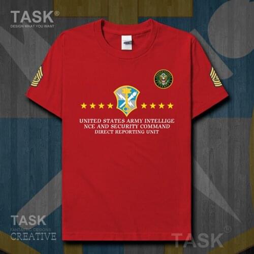 US Army Intelligence and Security Command clothes Short sleeve new Tops t shirt mens Military Tactical country cotton summer