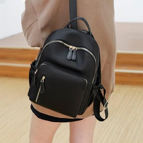 Black Womens Oxford Backpack for Teenagers Girls Small Bagpack Waterproof Female Travel Rucksack New Student School Bag 7 Grade