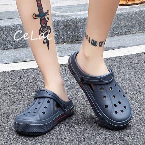 Air Cushion Womens Sandals Large Sizes Couple Ladies Slippers Hole Mens Casual Half Shoes Crocsed Platform Sandals Outdoor G29